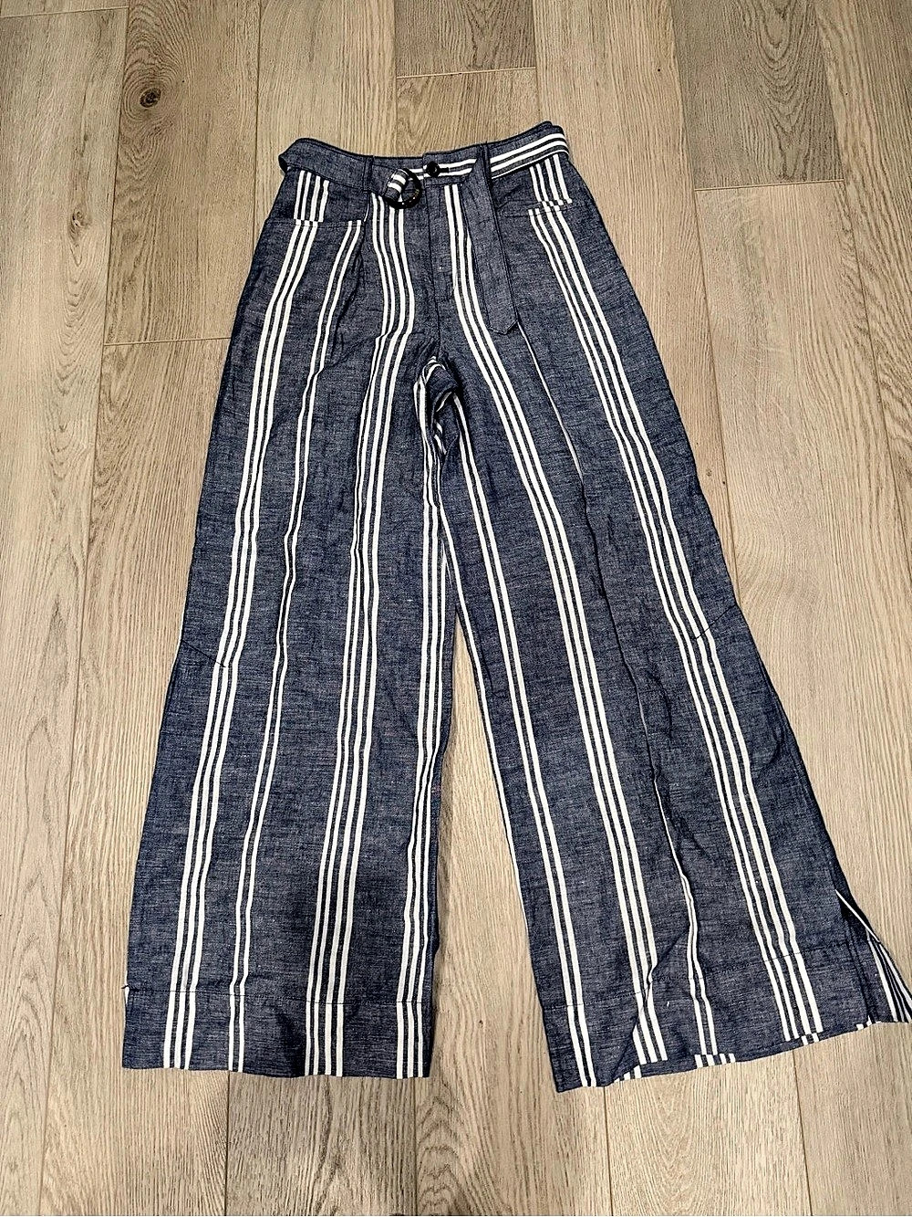 Anthropologie Oasis Striped Pants Blue & White Size 0
